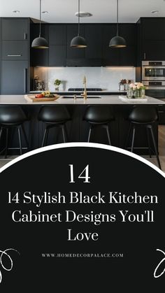 Discover 14 stylish black kitchen cabinet designs that are sure to impress. From sleek, handle-less cabinets to bold, textured finishes, these ideas will help you create a kitchen that's as functional as it is fashionable. Perfect for those who want a modern and elegant kitchen upgrade. Black Flat Panel Kitchen Cabinets, Modern Black Kitchen Cabinets, Matte Black Kitchen Cabinets, Flat Panel Kitchen Cabinets, Matte Black Kitchen