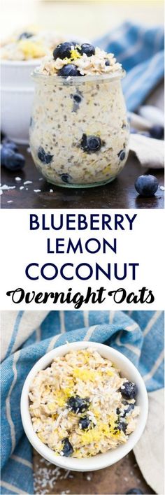 blueberry lemon coconut overnight oatmeal in a bowl