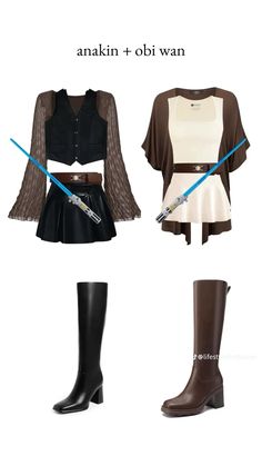 star wars outfits and boots with the words anakin + obt wan on them