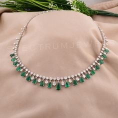 Zambian Emerald H/SI Diamond Teardrop Necklace 18k White Solid Gold 24.57 Tcw Hair Tiara, Wedding Necklaces, Tiara Hairstyles, Zambian Emerald, Teardrop Necklace, White Solid, All That Glitters, Gold Jewellery, Diamond Clarity