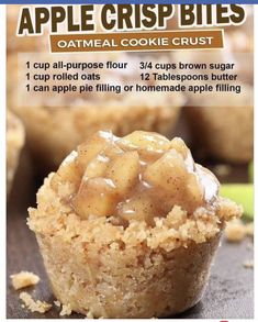 an advertisement for apple crisp bites with information about the recipe and instructions on how to make it