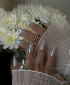 Blue Chrome Nails, Opal Nails, Light Blue Nails, Turquoise Nails, Bride Nails, Pastel Nails, Nail Polish Designs, Acrylic Nails Coffin, Fabulous Nails