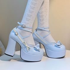 Pink And Blue Heels, Cute Aesthetic Heels, Platform Shoes Heels, Cute Heels, Girly Shoes, Knit Long Sleeve