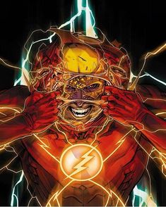 the flash is holding his hands up in front of his face and it's glowing