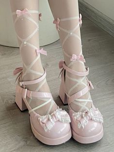 Matching Shoes For Dances, Pink And Grey Accessories, Kawaii High Shoes, Quinceanera Shoes Heels Comfortable, Pink Cute Shoes With Bow, Pink Star Heels, Royal High Shoes In Real Life, Kawaii School Shoes Pink, Cute Valentines Shoes