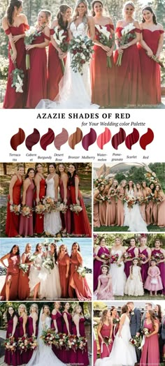 the color scheme for this bridesmaid's red and white wedding gowns