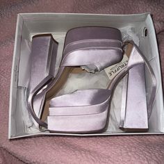 Selling These Brand New And Never Worn Heels. Also Comes With The Dress For No Extra Charge :) Chic Purple Heels For Night Out, Chic Purple Heels For A Night Out, Feminine Platform Heels For Party, Chic Spring Heels For Prom, Chic Purple Heels For Spring, Purple Pumps, Shoes Purple, Color Purple, Shoes Women Heels