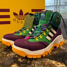 These Sold Out In Weeks In Larger Sizes! Brand New Gucci Boots From The Adidas Collab In 2023. Size Is Gucci 12, Which Will Fit 12.5us And 13us. I Am A 13 And Own Multiple Pairs Of This Exact Boot (In 12 Gucci) In Different Color Ways. Gucci Boots Mens, Gucci X Adidas, Boot Scootin Boogie, Gucci Boots, Pretty Shoes Sneakers, Shoes Gucci, Color Ways, Nursing Shoes, Sneakers Men Fashion