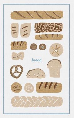 an illustration of bread and other food items