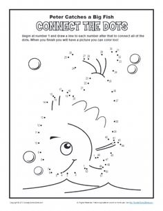 connect the dots worksheet for kids to learn how to draw and paint fish