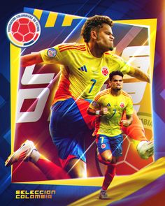 the soccer player is wearing yellow and blue