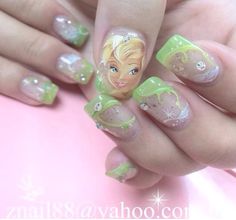 Tinkerbell Nails Acrylic, Disney Tinkerbell Nails, Swift Nails, Nail Art 2022, Taylor Swift Nails, Princess Nails