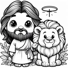 jesus and his lion coloring pages for kids printables on the page to color