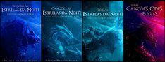 the cover to three books in spanish and english, each with an image of a dragon