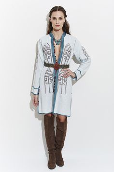 MARRAKECH JACKET - NOMADIC Bohemian Linen Long Sleeve Outerwear, Bohemian Long Sleeve Linen Outerwear, Bohemian Linen Outerwear For Fall, Embroidered Coat, Unique Jackets, Blue Coats, Embroidered Jacket, Free Spirited, Gray Jacket