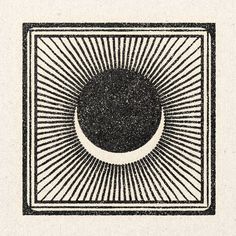 the sun and moon are depicted in this black and white drawing, which is part of an art project