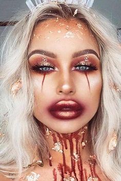 51 Killing Halloween Makeup Ideas To Collect All Compliments And Treats #Halloween #Makeup #HalloweenMakeup Fete Emo, Beautiful Halloween Makeup, Halloween Idea, Halloween Makeup Pretty, Special Fx Makeup