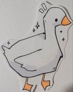 a drawing of a duck with stars on its head