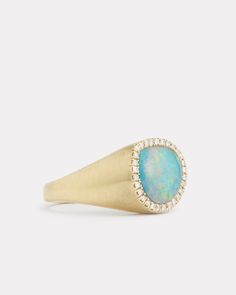 18K Yellow Gold Bisou Ring with Opal and Diamonds, .12 TCWOrnament is 1/2 Inch x 1/2 Inch Style# YRNBOPW Pear Shaped Ring, Floral Necklace, Bracelet Collection, Signature Collection, Pink Tourmaline, Ring Necklace, Ring Earrings, Tourmaline, Necklaces Bracelets