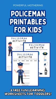 policeman printables for kids with the text policeman activities and worksheets for todd