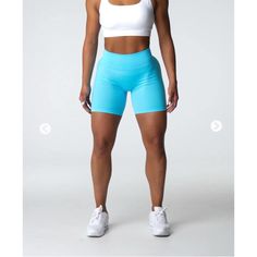 New, With Tags, In Original Packaging. Nvgtn Contour Seamless Shorts In Aqua. Size Large. Bundle Two Or More Listings For Discounts! Nvgtn Shorts, Bright Color Dresses, Seamless Shorts, Pink Polka Dot Dress, Grey Trench Coat, Compression Pants, Neon Blue, Shorts Athletic, Polka Dot Dress