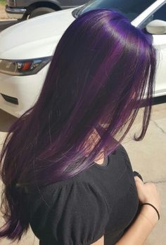 Purple Hair Ideas, Purple Hair Streaks, Purple Black Hair, Hair Ideas For Women, Purple Hair Highlights, Luxury Purple, Hair Color Streaks