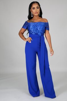 Short Sleeves Lace Upper Bodice Lace unlined back Denim Tube Dress, Royal Blue Jumpsuit, Sequin Blazer Dress, Bride Maids, Crochet Jumpsuits, Off Shoulder Neckline, Royalty Dress, Royal Blue Lace, Patch Dress