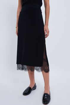 Black Lace Paneled Straight Skirt Date Night In, Lace Trim Cami, Black Lace Trim, Cocktail Attire, Color Crush, Current Styles, Straight Skirt, Weekend Wear, Lace Panelled