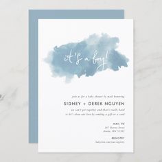 Minimalist Ink Wash Boy Baby Shower by Mail Virtual Baby Shower Ideas, Baby Shower By Mail, Shower By Mail, Virtual Baby Shower Invitation, Boy Shower Invitations, Boho Invitations