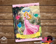 a pink princess birthday card with the words thanks