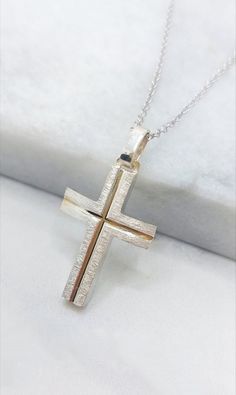 An elegant handmade mens gold cross 14k - 18k A Handmade Solid Gold Cross Pendant from 14k or 18k Gold. A unique jewelry ideal for baptism cross. Α jewel for a lifetime. Handmade in Greece in our laboratory in Sparta. -It can be personalized by engraning on the back side of the cross a name or a date- Details: Height29 mm Width:15 mm Weight:Approximately 5.0 gr 14k - 5.5 18k Metal:14k White Gold Style:Mens Baptism Cross ❣️ For more  crosses take a look here      👉  https://www.etsy.com/shop/Gio Gold Cross Necklace Mens Jewelry1000.com, Gold Cross Pendant, White Solid, Mens Pendant, Mens Gold, Cool Necklaces, Gold Cross, Gold Style, Cross Pendant