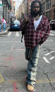 Flannel Outfits Men, Black Men Fashion Urban, Rapper Outfits, Flannel Outfits, Gallery Dept, Men Street Fashion, Dope Outfits For Guys, Street Style Outfits Men