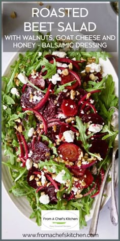 Goat Cheese And Honey, Honey Balsamic Dressing, Salad With Walnuts, Cheese And Honey, Beet And Goat Cheese, Beet Salad Recipes, Roasted Beet Salad, Honey Balsamic, Beet Recipes