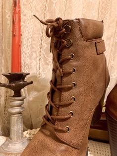 Brown Chunky Ankle Boot 00s Y2K Peasant Cottagecore Medieval Granny Boots  | eBay Steampunk Round Toe Boots For Fall, Steampunk Boots With Round Toe For Fall, Vintage Faux Leather Boots For Fall, Vintage Faux Leather Boots With Round Toe, Vintage Faux Leather Round Toe Boots, Steampunk Lace-up Boots With Round Toe For Fall, Festival Platform Boots With Round Toe, Brown Steampunk Boots With Round Toe, Brown Laced Boots For Fall