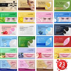 PRICES MAY VARY. 🫦【Types And Ingredients】Fruit And Vegetable Eye Mask And Lip Mask Set Series, 23 Different Types, To Meet The Various Needs Of The Skin (Gold, Blueberry, Red Pomegranate, Avocado, Pearl, Seaweed, Cherry Blossom, Mung Bean Puree, Etc) 💋【Effect】Under Eye Patches: No More Dark Circles, Lower Eye Pads Can Reduce Puffiness, Eye Bags, Crow'S Feet. The Eye Mask Reduces Wrinkles Under Tired Eyes And Helps Repair Dry, Sensitive Ski Lip Mask: Used To Moisturize And Reduce Chapped Skin, Removing Dark Circles, Eye Gel Pads, Mask Skincare, Under Eye Patches, Under Eye Mask, Dark Underarms, Nasolabial Folds, Remove Dark Circles, Eye Patches