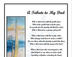 a poem written in watercolor on paper with an image of a sailboat and the words'a tribute to my dad '