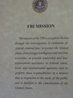 the fbf mission plaque is on display