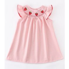 Brand New In Package Cotton/Polyester Vintage Girls Clothes, Pink Gingham Dress, Girls Smocked Dresses, Girls Smock, Strawberry Dress, Girls Boutique Clothing, Pink Gingham, Smocked Dress