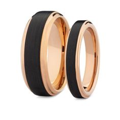 Crafted with luxurious rose gold and delicious brushed black tungsten, this matching King and Queen couples set will have you feeling royally in love. Rose gold his and hers wedding bands are the new crowns. You heard it here first. Luxury Polished Rose Gold Couple Rings, Classic Luxury Rose Gold Couple Rings, Luxury Rose Gold Couple Rings With Polished Finish, Luxury Rose Gold Couple Rings For Engagement, Luxury Rose Gold Promise Couple Rings, Rose Gold Black Diamond Ring His And Her, His And Hers Wedding Bands, Royal Couple, Black Tungsten