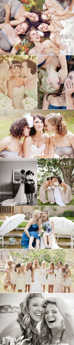 many different images of women in white dresses and one has her arms around another woman's head