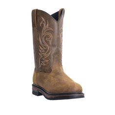 Laredo Mens Hammer Waterproof Western Boot Be it disco dancing or duck hunting, this pair of Laredo Men's Hammer Waterproof Western Boot is sure to keep you company! The leather foot and shaft plus a camouflage fabric create the most dynamic combo since chili met corn chips. A leather lining, comfort cushion insole and work-grade outsole with a medium tread depth that is oil, heat and slip resistant will keep you walking tall. It features a breathable waterproof membrane for superior moisture pr Disco Dancing, Tack Store, Texas Fashion, Walking Tall, Western Horse Tack, Dan Post, Disco Dance, Horse Supplies, Mens Cowboy