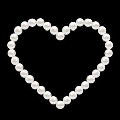 a heart made out of white pearls on a black background with the word love written in it