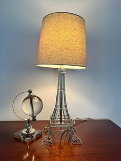 a lamp that is on top of a table