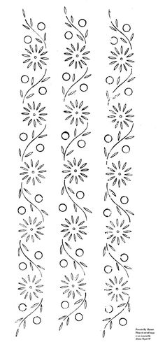 the pattern is drawn in black and white, with small flowers on each side of it