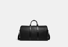 Elegant Textured Leather Business Duffle Bag, Elegant Business Duffle Bag With Textured Leather, Elegant Textured Leather Duffle Bag For Business Trips, Elegant Black Formal Duffle Bag, Elegant Black Duffle Bag For Formal Occasions, Classic Formal Bags With Leather Trim, Elegant Textured Leather Duffle Bag For Formal Occasions, Elegant Textured Leather Duffle Bag, Formal Textured Leather Duffle Bag