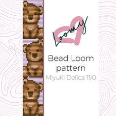 the bead loom pattern depicts two teddy bears in front of a wavy background