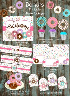 the printable donuts party package is ready to be eaten