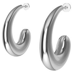 Sterling Silver C Hoop Teardrop Earrings, Keep it simple silly. KISS. Or less is more. This design can last you 20 years or more. Designing for Tiffany's taught me the essence of the sublime. These are hollow hoops 3d printed individually , no molds were used to create this shape in 1 piece. Vermeil is sterling silver with a 18k gold micron plating on it. Measures, 1 3/8 inch h x 1 inch wide. 5/16 inch thick. Made to order in NYC, please allow for 2.5 weeks . Modern Metal Drop Hoop Earrings, Modern Hoop Earrings With Shiny Finish, Modern Shiny Hoop Earrings, Modern Drop Hoop Earrings, Modern Silver Teardrop Hoop Earrings, Contemporary Earrings, Dangle Hoop Earrings, Silver Snake Chain, Sterling Silver Hoop Earrings