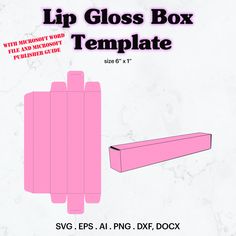 an image of a pink box template for lip glosses and lipstick liners on white paper