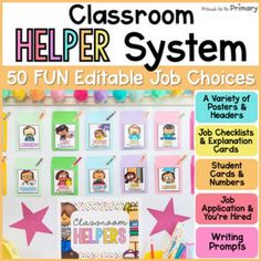 classroom helper system 50 fun editable job choices